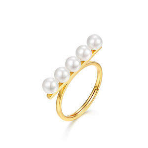 Pearl Engagement Ring Yellow gold sterling silver